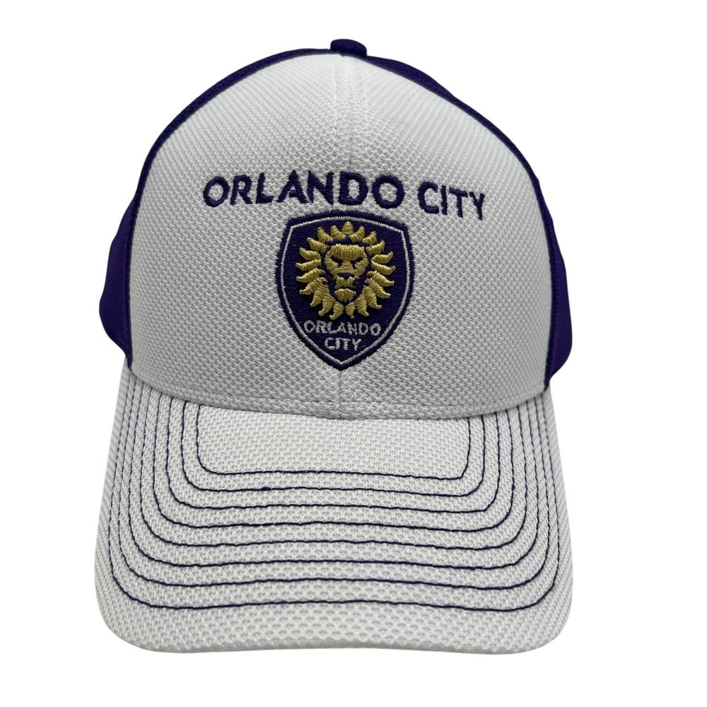 Adidas Orlando City SC MLS Snapback Hat White Purple Gold Mesh Adjustable Cap